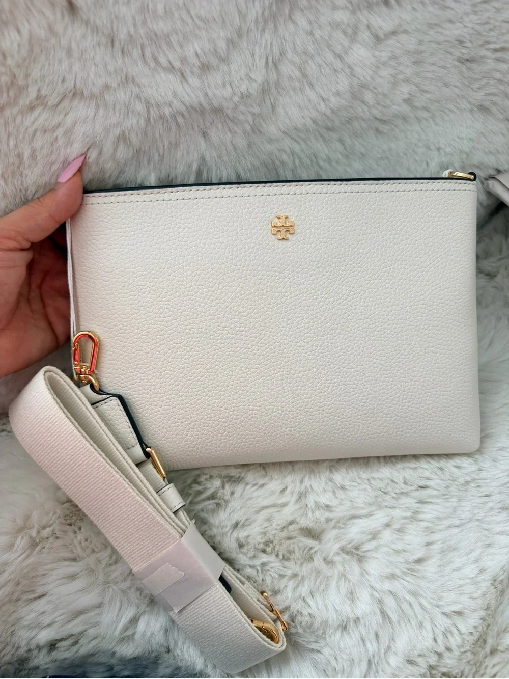 Tory Burch Cream Crossbody Bag with Gold Hardware